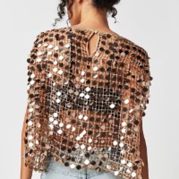 Free People Vee Tank Top Gold XS - Picture 2 of 7